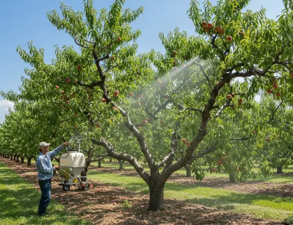 I need pictures of Fertilizing Peach Trees