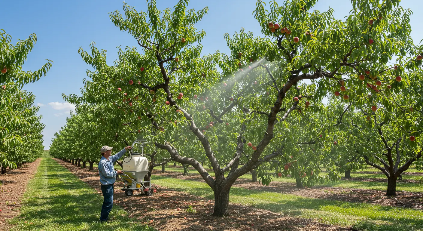 I need pictures of Fertilizing Peach Trees
